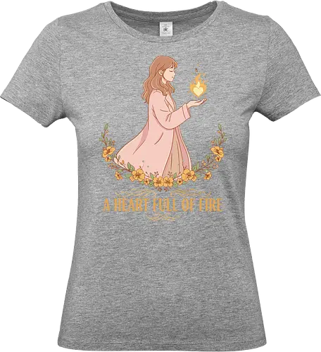   A Heart Full of Fire - A Heart Full of Fire, heart-shaped flame, inner strength, self-love, positive affirmation, aesthetic art, empowered woman, floral, t-shirt design, art print, resilience, courage, inspiration - Standard T-Shirt (Frauen)