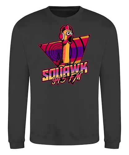 Chicken Vaporwave Radio  - Rubber Duck, Duck, Tv Show, Rpg, Radio, Music, 80s, Badge, Retro, Retro Vintage, Vintage, Halloween, Classic Movie, Classic, Rock And Roll, Rock N Roll, Mascot, Meme, memes, Neon, Neon Sign, Vaporwave - Sweatshirt