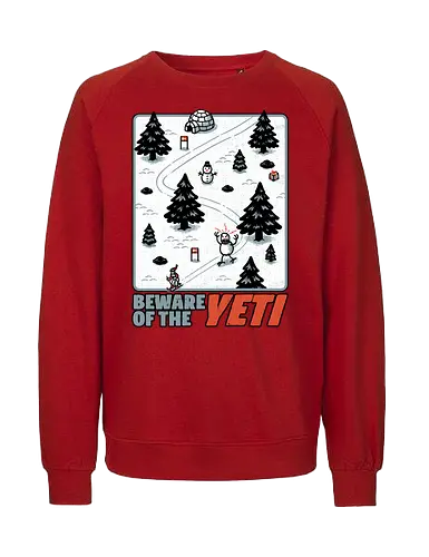 Winter Game Yeti - Winter, Game, Video Game, Games, Video Games, Classic, Classic Game, Classic Games, Yeti, Monster, Holiday, Snow, Cold, Christmas, Ski, Skiing, Mountain, Running, Run, Creature, Sasquatch, Bigfoot, Beware, Ice, Gift - Fairtrade Sweatshirt