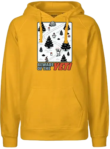 Winter Game Yeti - Winter, Game, Video Game, Games, Video Games, Classic, Classic Game, Classic Games, Yeti, Monster, Holiday, Snow, Cold, Christmas, Ski, Skiing, Mountain, Running, Run, Creature, Sasquatch, Bigfoot, Beware, Ice, Gift - Fairtrade Hoodie