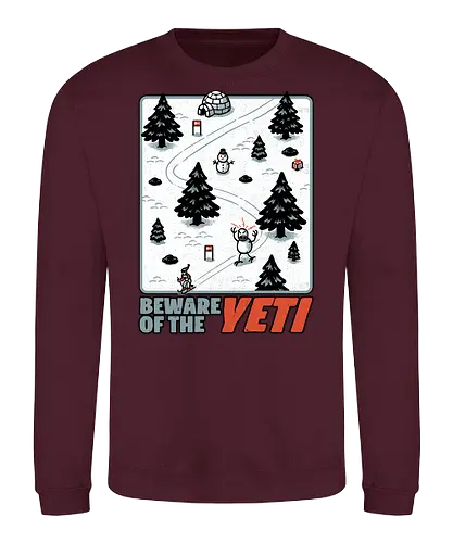 Winter Game Yeti - Winter, Game, Video Game, Games, Video Games, Classic, Classic Game, Classic Games, Yeti, Monster, Holiday, Snow, Cold, Christmas, Ski, Skiing, Mountain, Running, Run, Creature, Sasquatch, Bigfoot, Beware, Ice, Gift - Sweatshirt