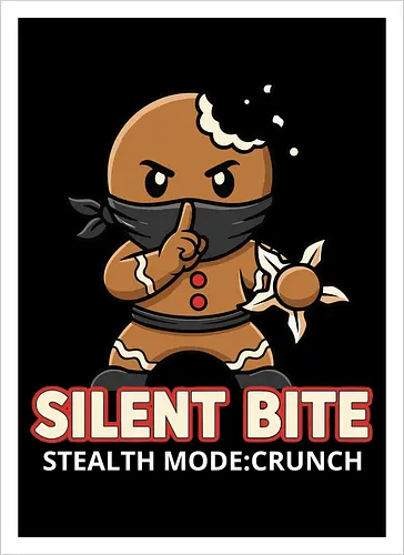 Silent Bite - Stealth Mode: Crunch" Funny Gingerbread Ninja T-Shirt