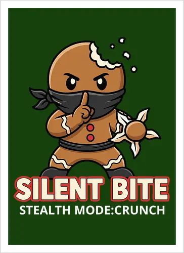 Silent Bite - Stealth Mode: Crunch" Funny Gingerbread Ninja T-Shirt
