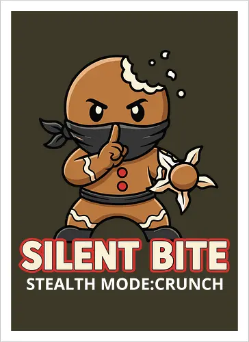 Silent Bite - Stealth Mode: Crunch" Funny Gingerbread Ninja T-Shirt