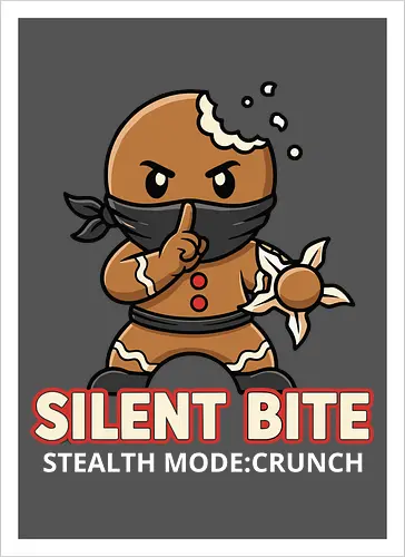 Silent Bite - Stealth Mode: Crunch" Funny Gingerbread Ninja T-Shirt