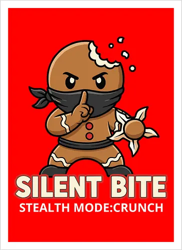 Silent Bite - Stealth Mode: Crunch" Funny Gingerbread Ninja T-Shirt