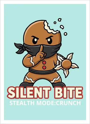Silent Bite - Stealth Mode: Crunch" Funny Gingerbread Ninja T-Shirt