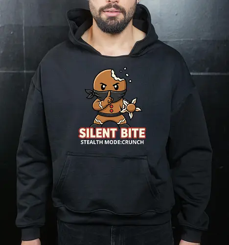 Silent Bite - Stealth Mode: Crunch" Funny Gingerbread Ninja T-Shirt