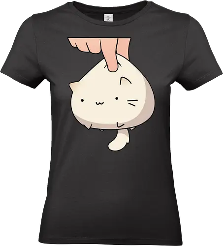 White Kawaii Kitten - Kawaii, cat, kitten, Paw, animal, play, cute, trick, partner, eat, cats, orange, brown, eyes, cute cats, adorable, fan art, feeding - Standard T-Shirt (Frauen)