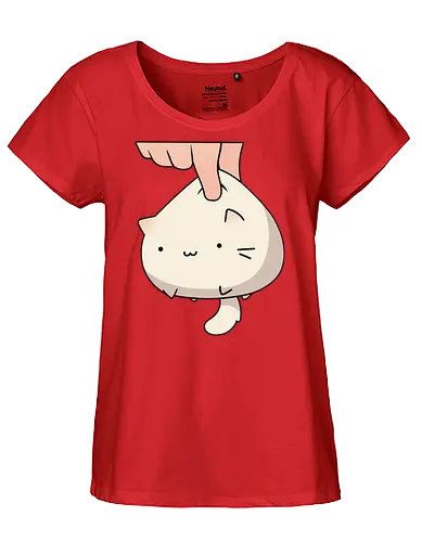 White Kawaii Kitten - Kawaii, cat, kitten, Paw, animal, play, cute, trick, partner, eat, cats, orange, brown, eyes, cute cats, adorable, fan art, feeding - Fairtrade Girl Shirt