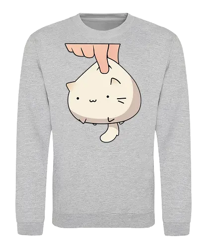 White Kawaii Kitten - Kawaii, cat, kitten, Paw, animal, play, cute, trick, partner, eat, cats, orange, brown, eyes, cute cats, adorable, fan art, feeding - Sweatshirt