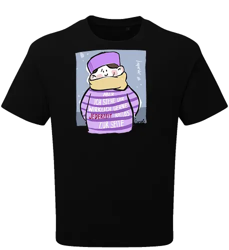 Aber ich stehe dir wirklich gerne jederzeit ratlos zur Seite! - Ringelpullisprüche, Ringeldinger, streifenweise, Spruch, Weisheit, Motivation, Ringelpulli, SprücheShirt, Cartoon Illustration, Statement, Handgezeichnet, Humor, Selbstironie, Streifenpulli, Spruchshirt, deutsch - Oversize T-Shirt