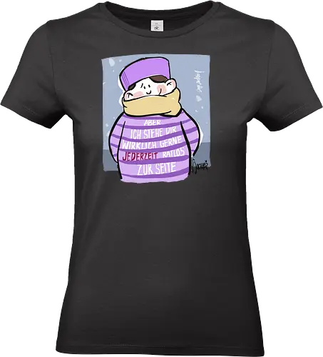 Aber ich stehe dir wirklich gerne jederzeit ratlos zur Seite! - Ringelpullisprüche, Ringeldinger, streifenweise, Spruch, Weisheit, Motivation, Ringelpulli, SprücheShirt, Cartoon Illustration, Statement, Handgezeichnet, Humor, Selbstironie, Streifenpulli, Spruchshirt, deutsch - Standard T-Shirt (Frauen)