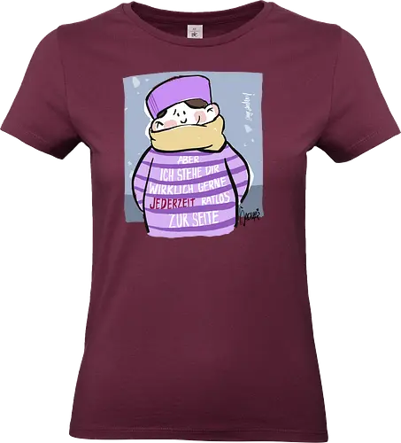 Aber ich stehe dir wirklich gerne jederzeit ratlos zur Seite! - Ringelpullisprüche, Ringeldinger, streifenweise, Spruch, Weisheit, Motivation, Ringelpulli, SprücheShirt, Cartoon Illustration, Statement, Handgezeichnet, Humor, Selbstironie, Streifenpulli, Spruchshirt, deutsch - Standard T-Shirt (Frauen)