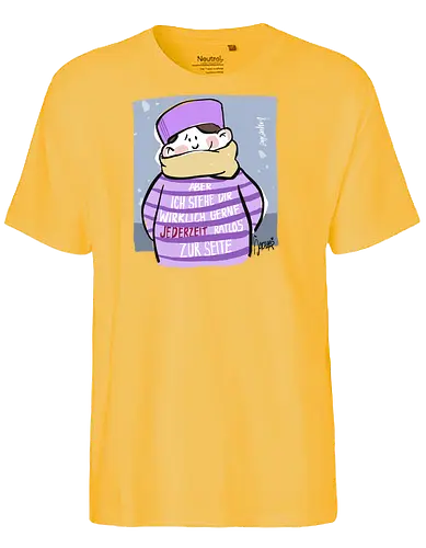 Aber ich stehe dir wirklich gerne jederzeit ratlos zur Seite! - Ringelpullisprüche, Ringeldinger, streifenweise, Spruch, Weisheit, Motivation, Ringelpulli, SprücheShirt, Cartoon Illustration, Statement, Handgezeichnet, Humor, Selbstironie, Streifenpulli, Spruchshirt, deutsch - Fairtrade T-Shirt