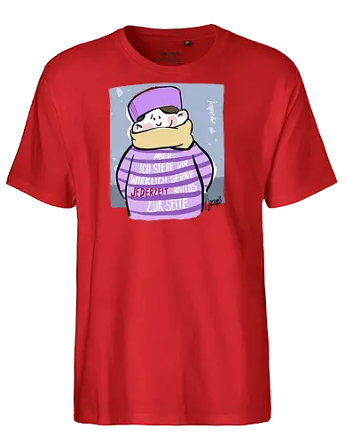 Aber ich stehe dir wirklich gerne jederzeit ratlos zur Seite! - Ringelpullisprüche, Ringeldinger, streifenweise, Spruch, Weisheit, Motivation, Ringelpulli, SprücheShirt, Cartoon Illustration, Statement, Handgezeichnet, Humor, Selbstironie, Streifenpulli, Spruchshirt, deutsch - Fairtrade T-Shirt