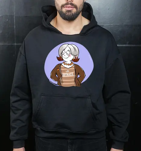 Queenager - Ringelpullisprüche, Ringeldinger, streifenweise, Spruch, Weisheit, Motivation, Ringelpulli, SprücheShirt, Cartoon Illustration, Statement, Handgezeichnet, Humor, Selbstironie, Streifenpulli, Spruchshirt, deutsch - Cropped Hoodie