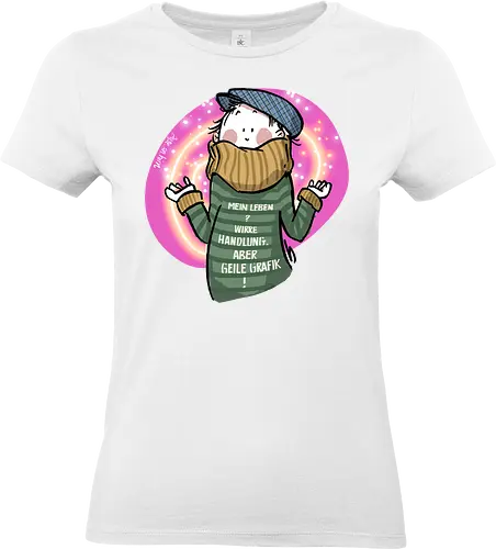 Mein Leben? - Ringelpullisprüche, Ringeldinger, streifenweise, Spruch, Weisheit, Motivation, Ringelpulli, SprücheShirt, Cartoon Illustration, Statement, Handgezeichnet, Humor, Selbstironie, Streifenpulli, Spruchshirt, deutsch - Standard T-Shirt (Frauen)
