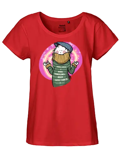 Mein Leben? - Ringelpullisprüche, Ringeldinger, streifenweise, Spruch, Weisheit, Motivation, Ringelpulli, SprücheShirt, Cartoon Illustration, Statement, Handgezeichnet, Humor, Selbstironie, Streifenpulli, Spruchshirt, deutsch - Fairtrade Girl Shirt