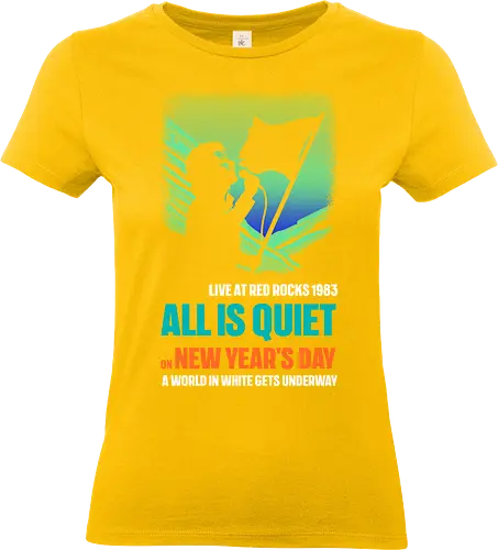 New Year's Day Music Art - music, album cover, funny, funny quote, funnytee, happy new year, music album, music artist, new years eve party, pop music, rock, rock bands, rock music, song lyrics, u2 - Standard T-Shirt (Frauen)