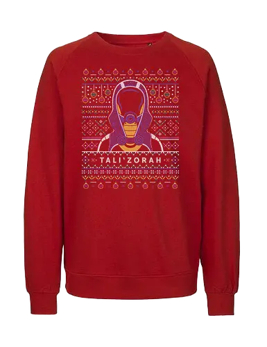 Tali Zorah Ugly Sweater - mass effect, n7, commander shepard, ssv normandy, systems alliance, garrus vakarian, tali zorah, video game, gaming, gamer, urdnot wrex, mordin solus, jaal ama darav, liara t soni, ugly christmas sweater, spectre - Fairtrade Sweatshirt