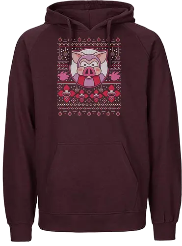 Evil Pigs Ugly Sweater - tombi, tomba 2, tombi 2, evil pig, evil pigs, gamer, gaming, video game, rpg, nostalgia, retro, geek, ugly christmas sweater, xmas, tomba - Fairtrade Hoodie