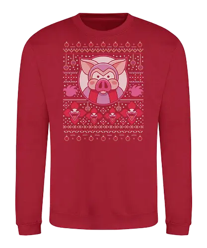 Evil Pigs Ugly Sweater - tombi, tomba 2, tombi 2, evil pig, evil pigs, gamer, gaming, video game, rpg, nostalgia, retro, geek, ugly christmas sweater, xmas, tomba - Sweatshirt
