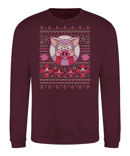 Evil Pigs Ugly Sweater - tombi, tomba 2, tombi 2, evil pig, evil pigs, gamer, gaming, video game, rpg, nostalgia, retro, geek, ugly christmas sweater, xmas, tomba - Sweatshirt