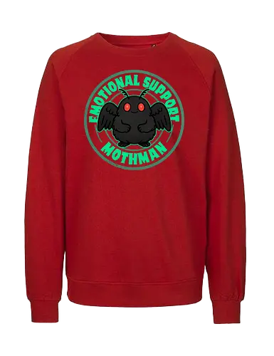 Emotional Support Mothman - mothman, cryptid, folklore, paranormal, urban legend, Paranormal, mothman sightings, creepy art, mystery, night creature - Fairtrade Sweatshirt