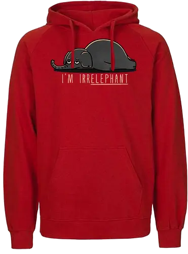 Unhappy Elephant - elephant art, elephant gifts, elephant lover, elephant design, cute elephant, elephant illustration, funny elephant, wildlife art, elephant print, nature lover, smentalhealth, depressionart, sadart, emo, mood, anxiety, darkhumor, selfcare, feelings, arttherapy - Fairtrade Hoodie