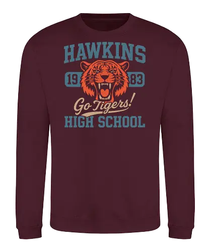 Hawkins Tigers - Strange, hawkins lab, hawkins high school, upside down, eleven, dustin, mike wheeler, season 4, 80s nostalgia, horror merch - Sweatshirt