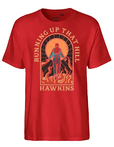 Running up that hill  - Running up that hill, Strange, hawkins lab, hawkins high school, upside down, eleven, dustin, mike wheeler, season 4, 80s nostalgia, horror merch, max - Fairtrade T-Shirt