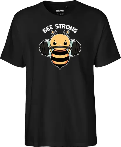 Bee Strong - bees, honey, pollinator, nature, wildlife, insect, bee art, bee lover, beekeeping, flowers, fitness, workout, health, exercise, bodybuilding, gymwear, motivational, cardio, personaltraining, yoga - Fairtrade T-Shirt