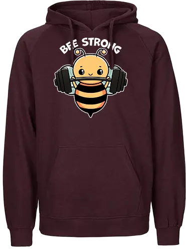 Bee Strong - bees, honey, pollinator, nature, wildlife, insect, bee art, bee lover, beekeeping, flowers, fitness, workout, health, exercise, bodybuilding, gymwear, motivational, cardio, personaltraining, yoga - Fairtrade Hoodie