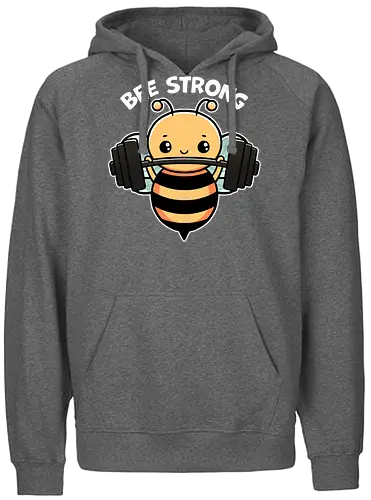Bee Strong - bees, honey, pollinator, nature, wildlife, insect, bee art, bee lover, beekeeping, flowers, fitness, workout, health, exercise, bodybuilding, gymwear, motivational, cardio, personaltraining, yoga - Fairtrade Hoodie