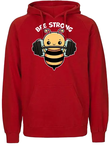 Bee Strong - bees, honey, pollinator, nature, wildlife, insect, bee art, bee lover, beekeeping, flowers, fitness, workout, health, exercise, bodybuilding, gymwear, motivational, cardio, personaltraining, yoga - Fairtrade Hoodie