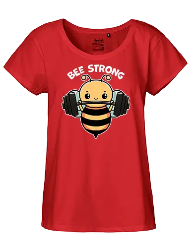 Bee Strong - bees, honey, pollinator, nature, wildlife, insect, bee art, bee lover, beekeeping, flowers, fitness, workout, health, exercise, bodybuilding, gymwear, motivational, cardio, personaltraining, yoga - Fairtrade Girl Shirt