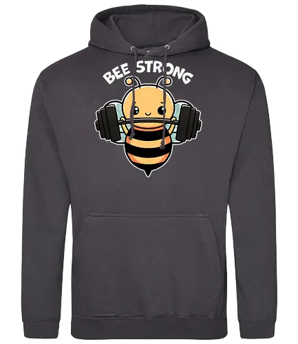 Bee Strong - bees, honey, pollinator, nature, wildlife, insect, bee art, bee lover, beekeeping, flowers, fitness, workout, health, exercise, bodybuilding, gymwear, motivational, cardio, personaltraining, yoga - Standard Hoodie
