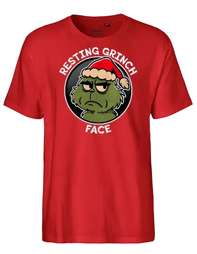 Resting Grinch face - grinch, christmas gift, holiday decor, xmas, christmas tree, festive, winter wonderland, holiday cheer, seasonal, gift ideas, merry christmas - Fairtrade T-Shirt