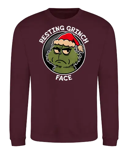 Resting Grinch face - grinch, christmas gift, holiday decor, xmas, christmas tree, festive, winter wonderland, holiday cheer, seasonal, gift ideas, merry christmas - Sweatshirt