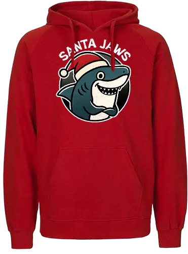 Santa Jaws - Santa, Jaws, shark art, cool shark designs, shark lover, ocean theme, marine life, shark gifts, funny, shark - Fairtrade Hoodie