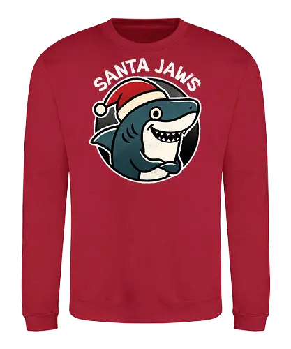 Santa Jaws - Santa, Jaws, shark art, cool shark designs, shark lover, ocean theme, marine life, shark gifts, funny, shark - Sweatshirt