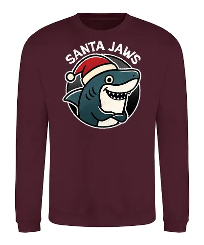 Santa Jaws - Santa, Jaws, shark art, cool shark designs, shark lover, ocean theme, marine life, shark gifts, funny, shark - Sweatshirt