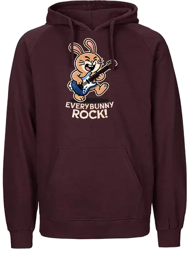Everybody Rock Bunny - pun, funny, bunny, rabbits, bunnys, rock and roll, music art, vintage rock, guitar design, band merchandise, music lovers, retro vibes, rock concert, punk rock, classic rock - Fairtrade Hoodie