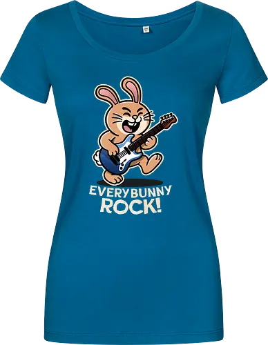 Everybody Rock Bunny - pun, funny, bunny, rabbits, bunnys, rock and roll, music art, vintage rock, guitar design, band merchandise, music lovers, retro vibes, rock concert, punk rock, classic rock - Damen T-Shirt