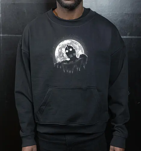 Moonlight Iron - moon, moonlight, space, star, giant, iron, iron giant - Cropped Sweatshirt