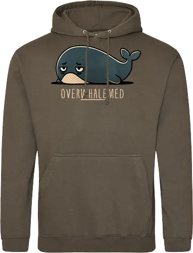 Overwhelmed Whale - Overwhelmed, stress, anxiety, mental health, life struggles, funny quotes, self care, motivational, relatable, emotional support, whale art, whale design, ocean life, marine wildlife, whale lovers, cute whale, whale illustration, underwater world, save the whales - Standard Hoodie