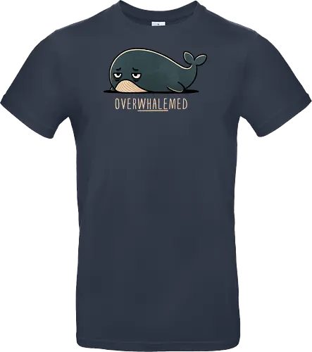 Overwhelmed Whale - Overwhelmed, stress, anxiety, mental health, life struggles, funny quotes, self care, motivational, relatable, emotional support, whale art, whale design, ocean life, marine wildlife, whale lovers, cute whale, whale illustration, underwater world, save the whales - Standard T-Shirt