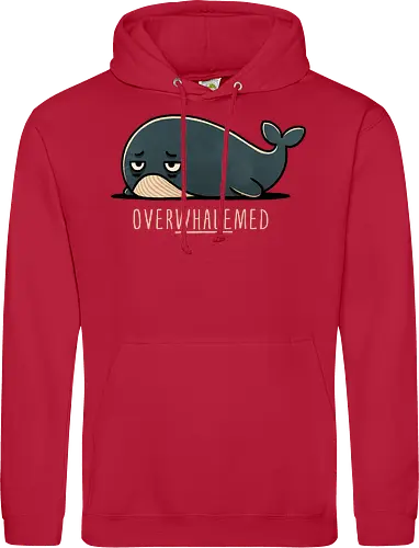Overwhelmed Whale - Overwhelmed, stress, anxiety, mental health, life struggles, funny quotes, self care, motivational, relatable, emotional support, whale art, whale design, ocean life, marine wildlife, whale lovers, cute whale, whale illustration, underwater world, save the whales - Standard Hoodie