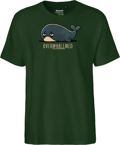 Overwhelmed Whale - Overwhelmed, stress, anxiety, mental health, life struggles, funny quotes, self care, motivational, relatable, emotional support, whale art, whale design, ocean life, marine wildlife, whale lovers, cute whale, whale illustration, underwater world, save the whales - Fairtrade T-Shirt